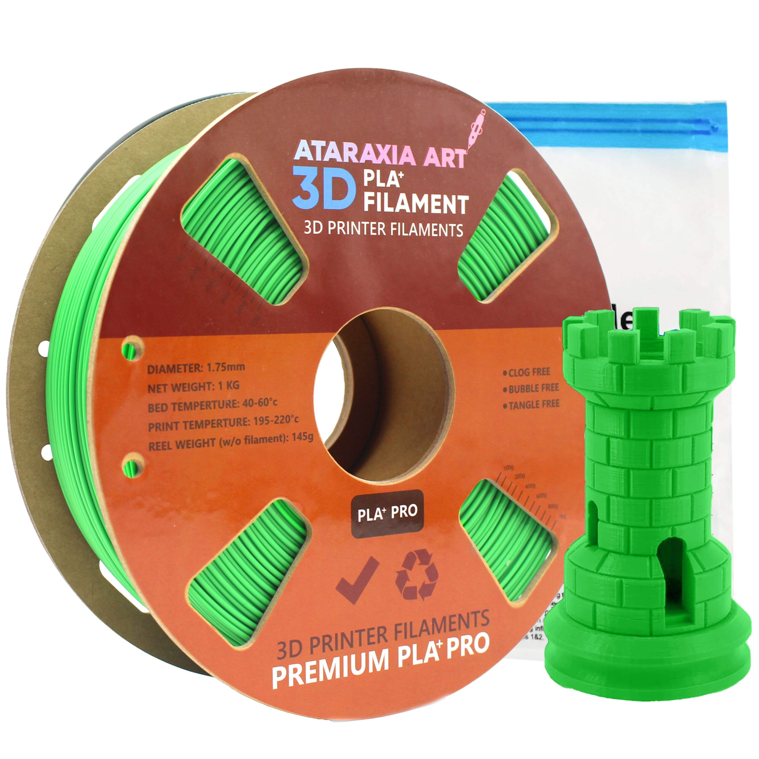 ATARAXIA ART PLA Plus Filament 1.75mm, Neat Winding, 3D Printer